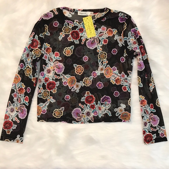 Tops - New with tags floral sheer long sleeved shirt